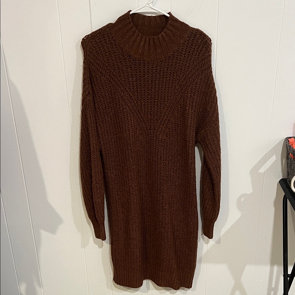 OLD NAVY Chocolate Brown Oversized Women's Sweater Dress S - Picture 1 of 6